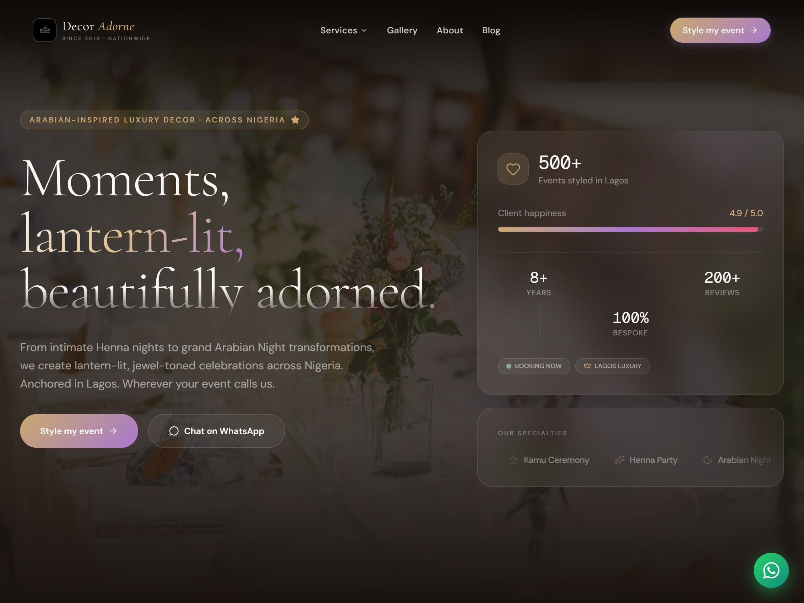 Decor Adorne — website screenshot