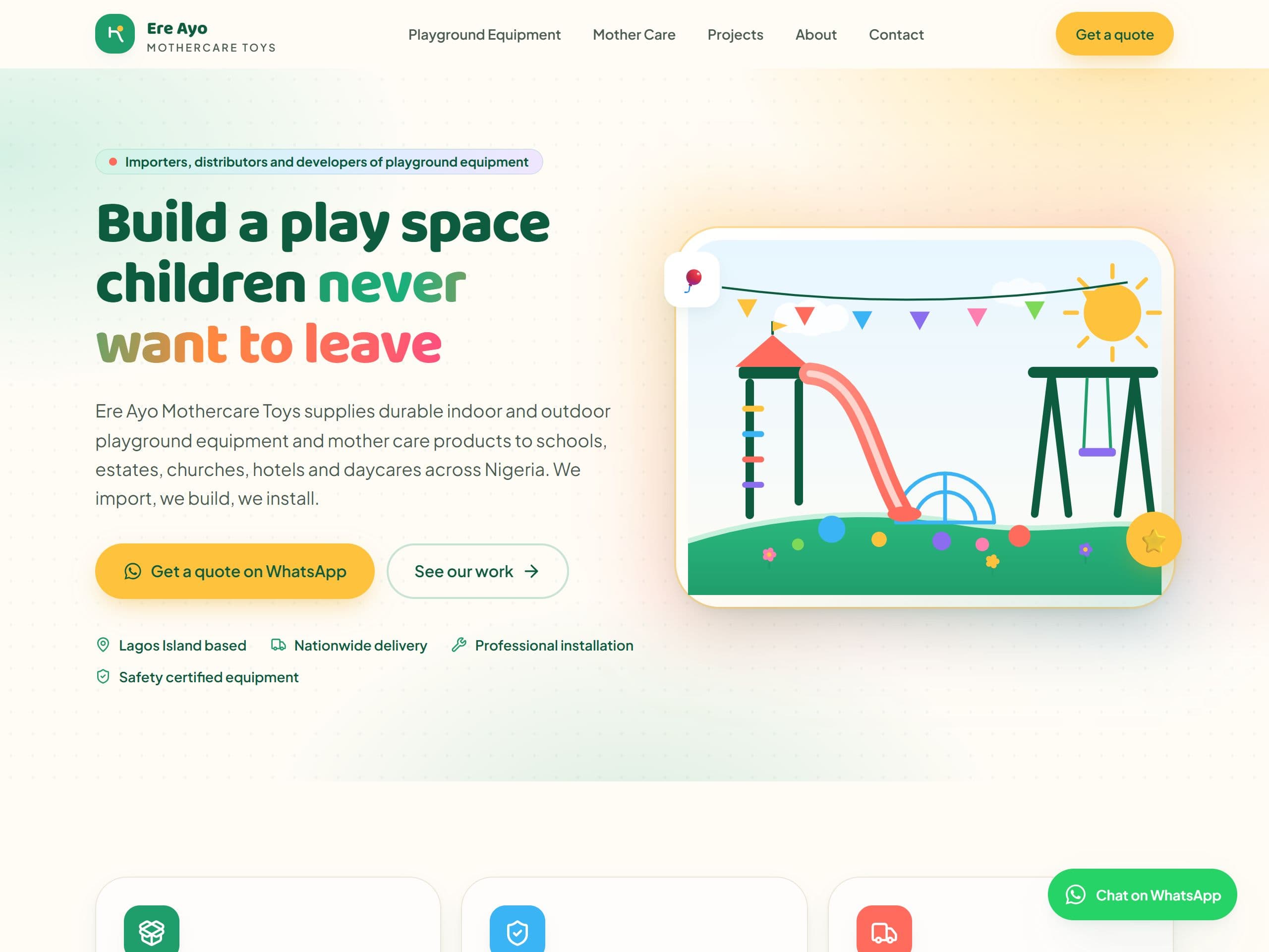 Ere Ayo Mothercare Toys — website screenshot