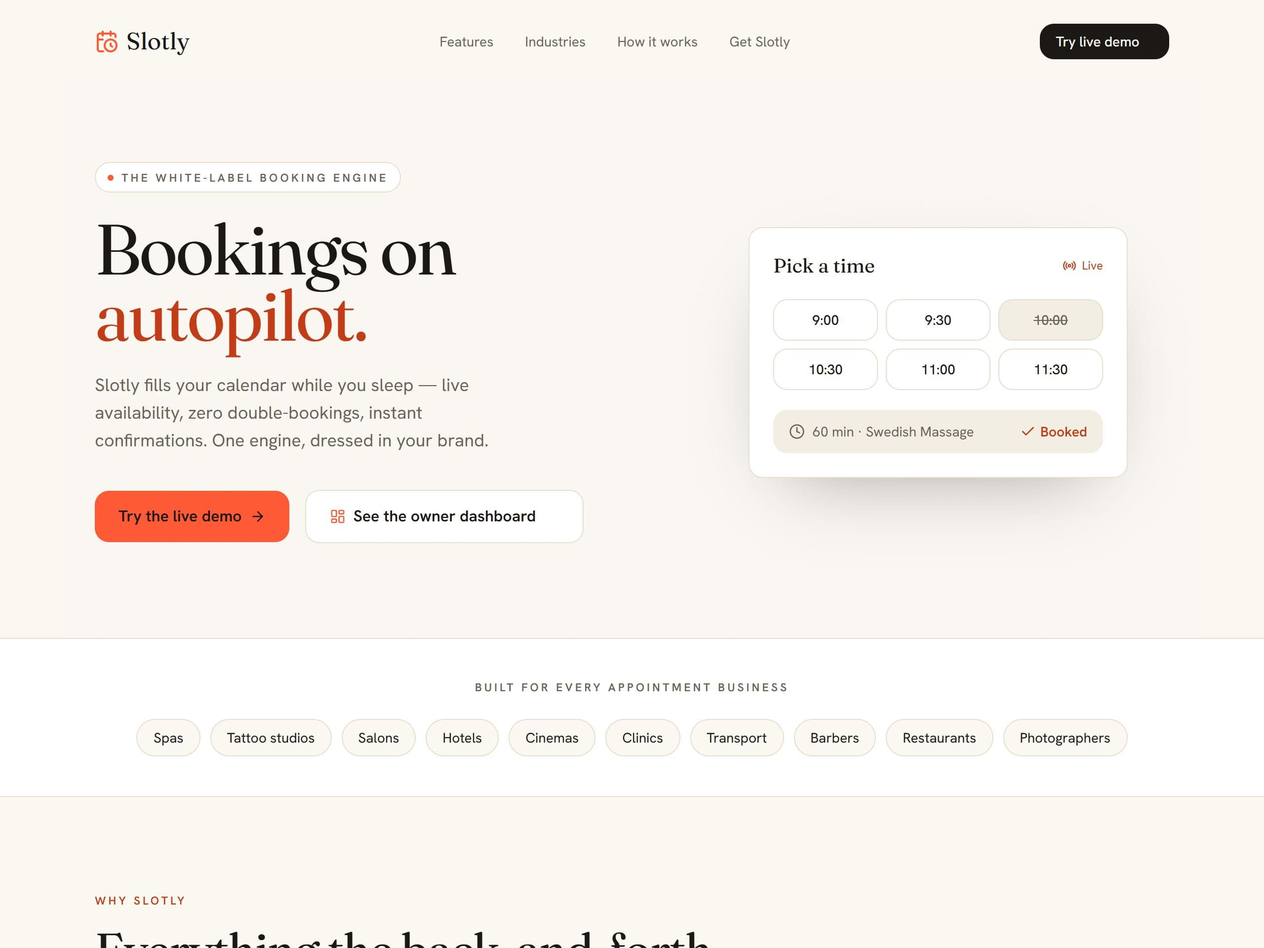 Slotly — website screenshot